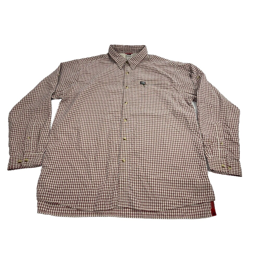 The North Face Shirt Men XL Red Plaid Outdoor Button Up Distressed